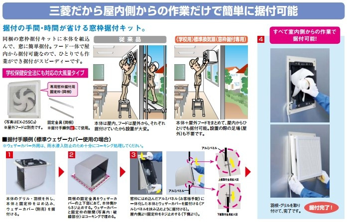 三菱電機 (MITSUBISHI) 学校用標準換気扇/窓枠据付け格子タイプ・速調